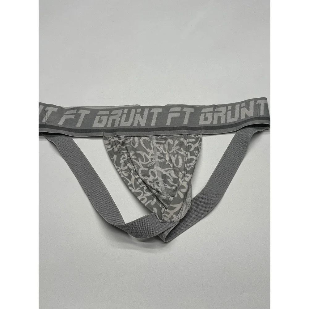 FT Grunt Men's Gray Jockstrap Underwear Graffiti Design‎ Boxer Briefs
